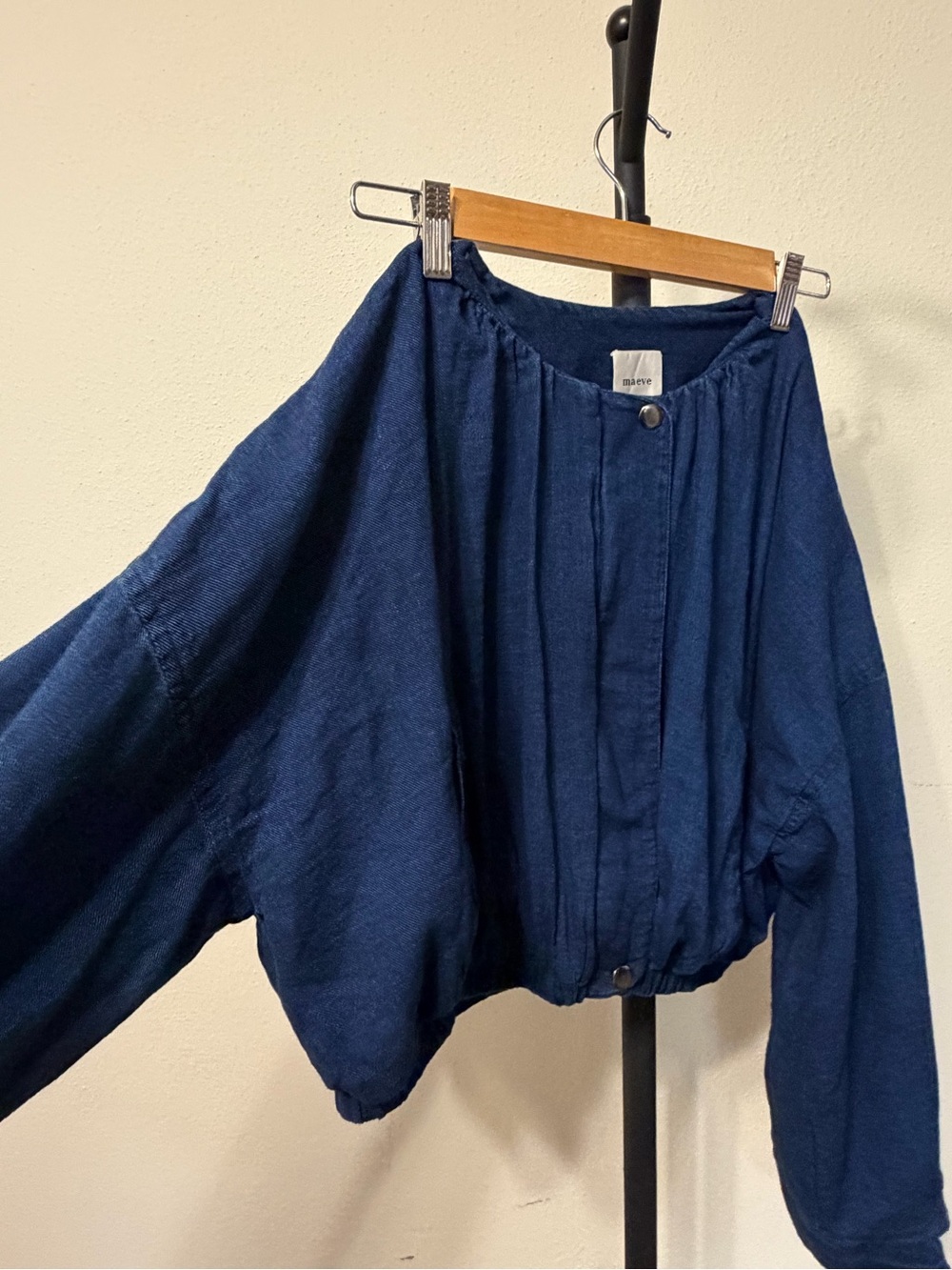 Maeve Navy Blue Cropped Jean Jacket